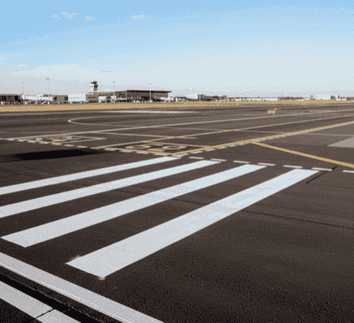Cold plastic road marking at airports