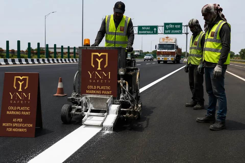 MMA resin cold plastic paint on NHAI highway — YNM Safety