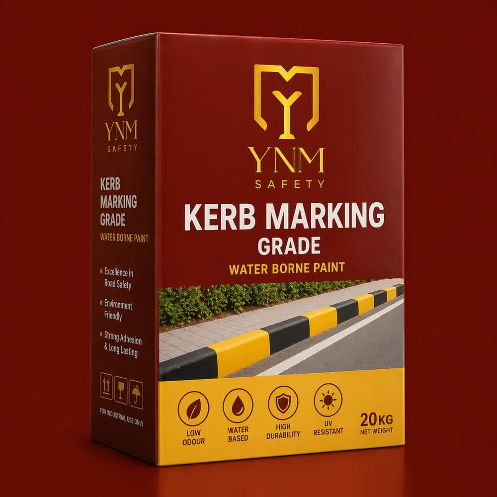 Water kerb base paint on NHAI highway median and kerb stones