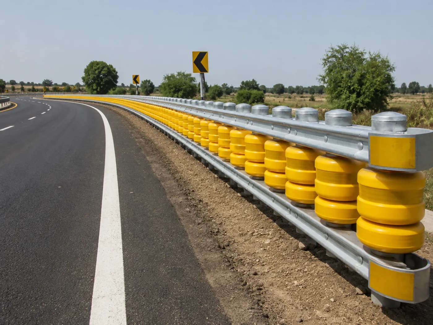 Roller Beam Crash Barriers Manufacturers — manufactured by YNM Safety, road marking and road safety products