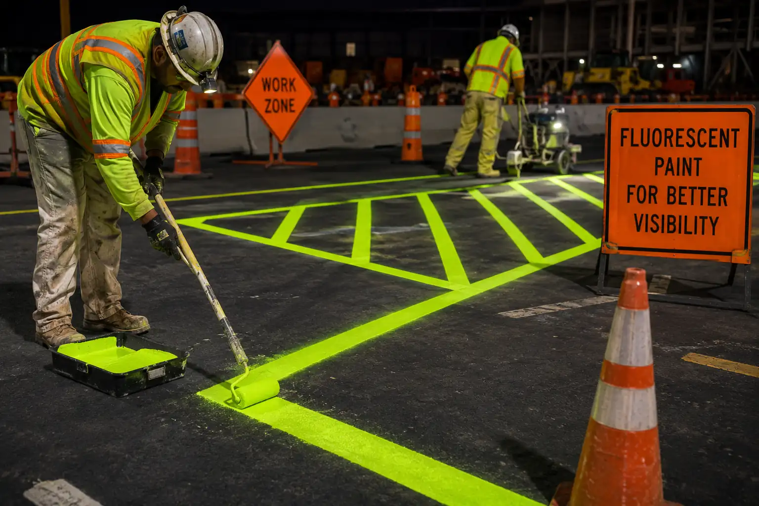 Fluorescent Paint β manufactured by YNM Safety India, road marking and road safety products