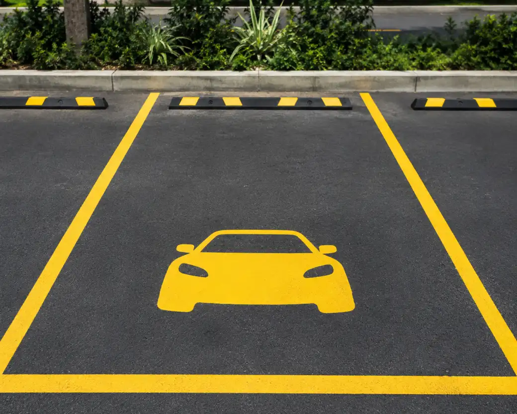 Car marking parking paint and lane lines in a structured parking facility