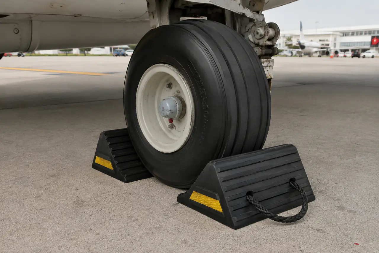 Rubber Aircraft Wheel Chock Manufacturers — manufactured by YNM Safety, road marking and road safety products