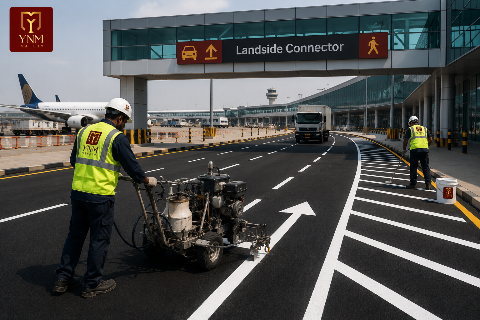 Airport landside connector marking paint — YNM Safety waterborne airfield marking paint
