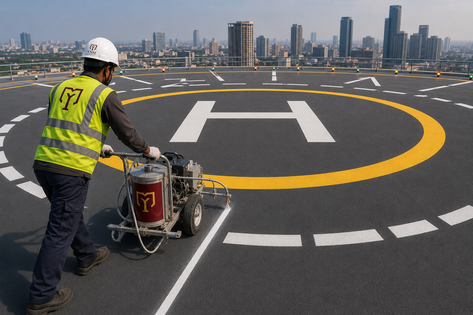 Helipad and VTOL landing zone marking paint — YNM Safety airfield marking paint manufacturers