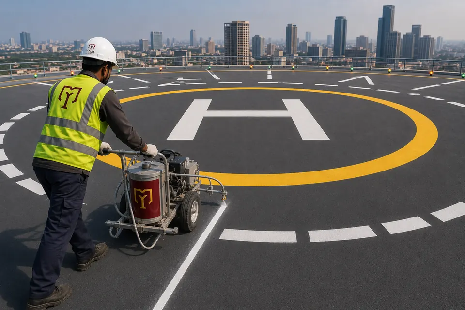 Helipad and VTOL landing zone marking paint — YNM Safety airfield marking paint manufacturers