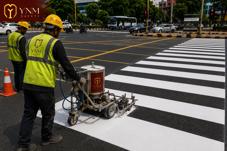 Hot thermoplastic junction and zebra crossing markings — YNM Safety hot thermoplastic paint manufacturers