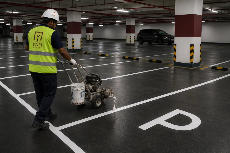 Hot thermoplastic parking area line marking paint — YNM Safety thermoplastic paint manufacturers