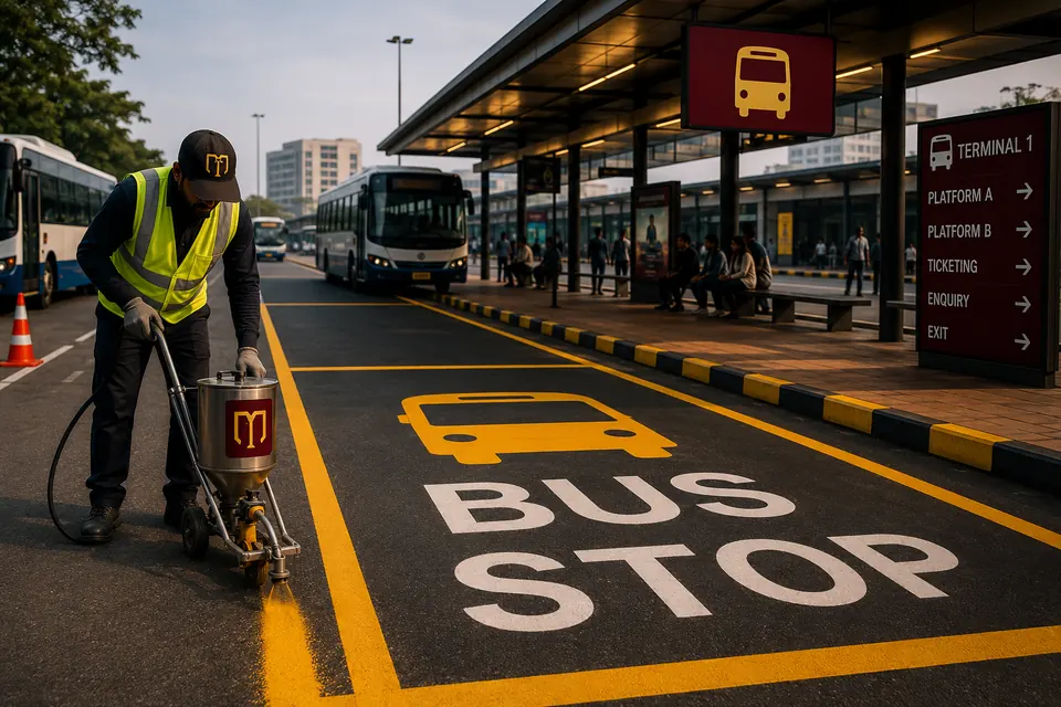 Bus stops and terminals kerb marking paint — YNM Safety water kerb base paint manufacturers