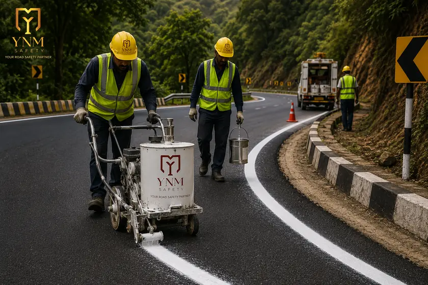 Black-spot curve profile marking paint — YNM Safety audible vibratory marking paint manufacturers