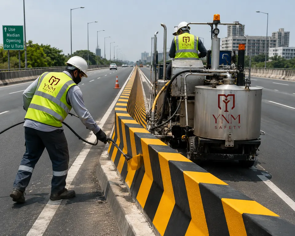Median warning profile marking paint on expressway — YNM Safety rib marking paint manufacturers