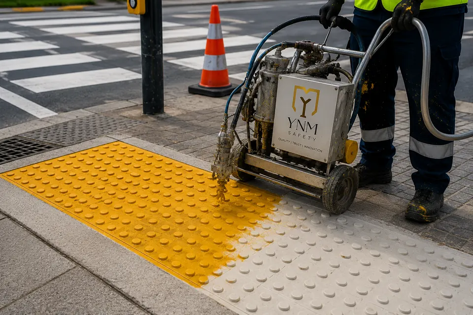 Tactile pedestrian warning profile marking paint — YNM Safety raised profile marking paint manufacturers